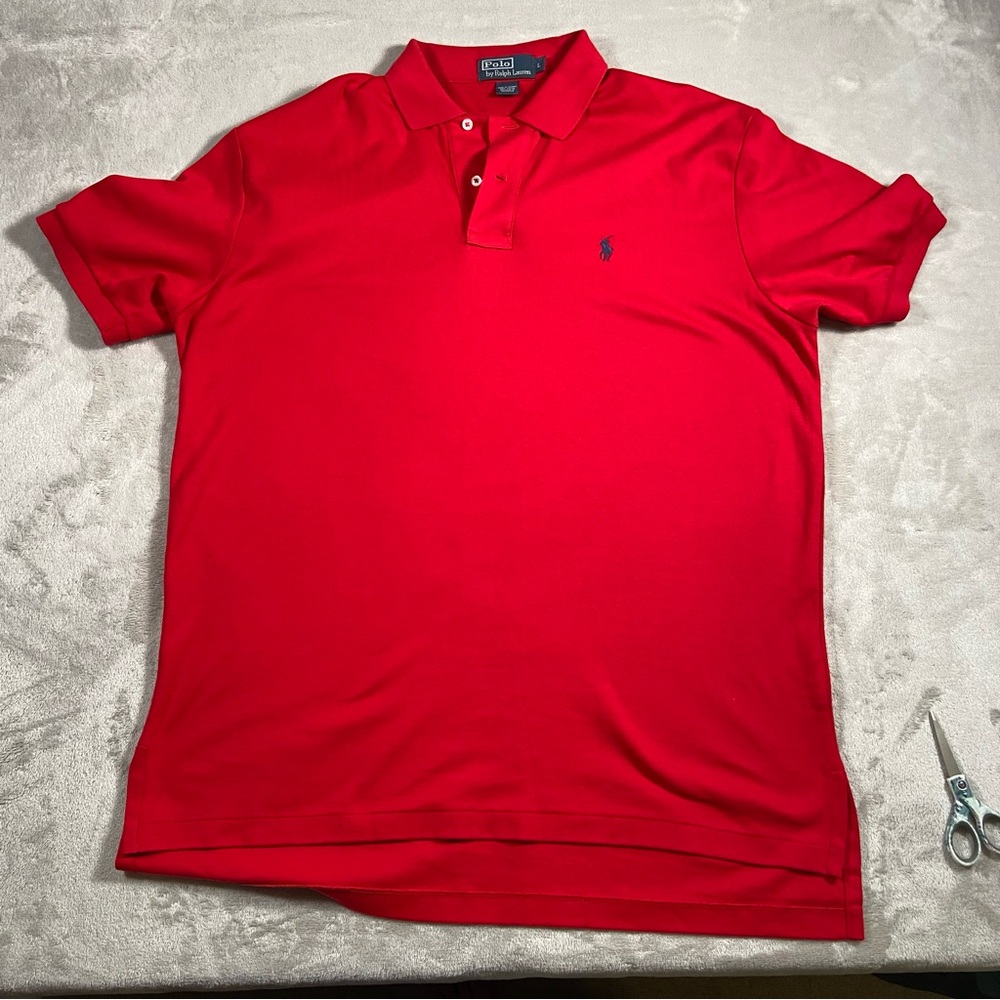 Ralph Lauren Red Polo Shirt with Small Blue Pony Large Polo